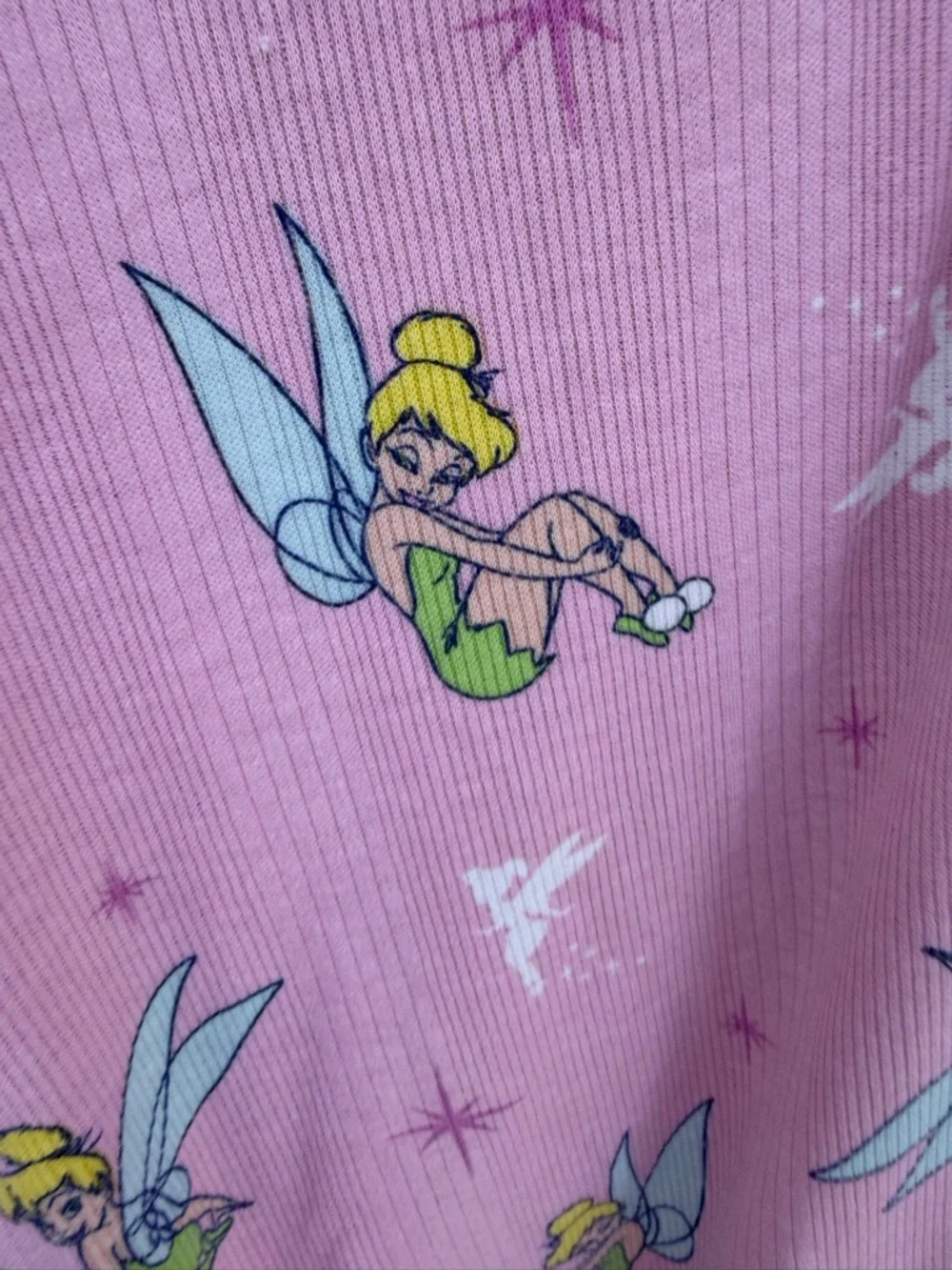 Disney Pink Fairy Print Pajama Set with Green Trim - Picture 8 of 9